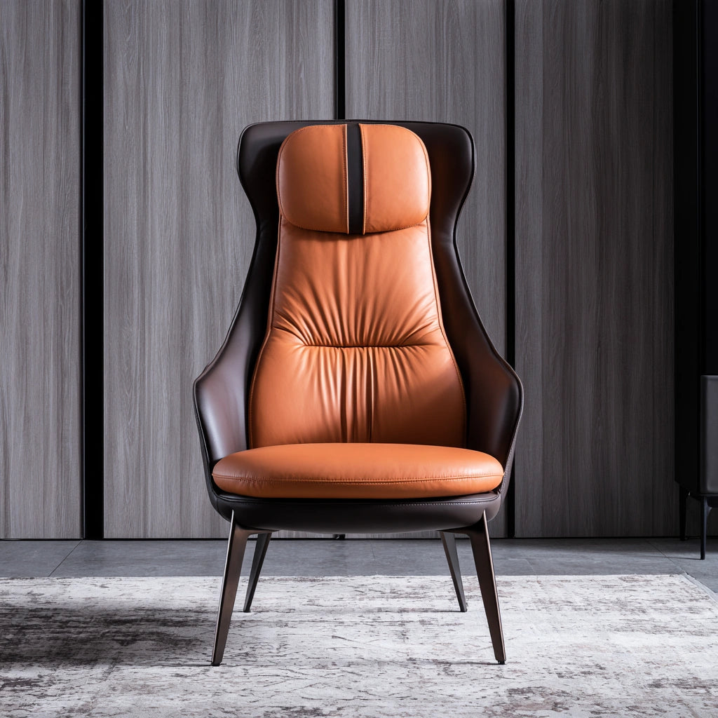 Sedia imbottita in pelle, colore grigio