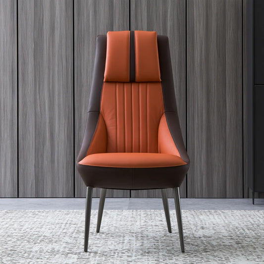 Sedia imbottita in pelle, colore grigio